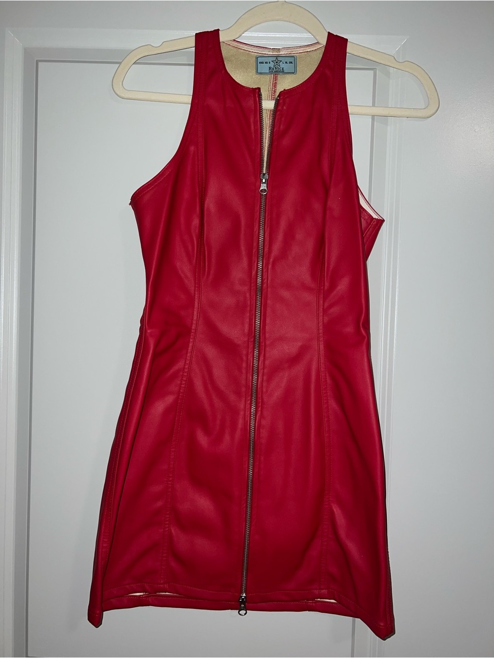 Revice Red Faux Leather Zip-Front Dress